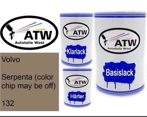 Volvo, Serpenta (color chip may be off), 132: 500ml Lackdose + 500ml Klarlack + 250ml Härter - Set, von ATW Autoteile West.